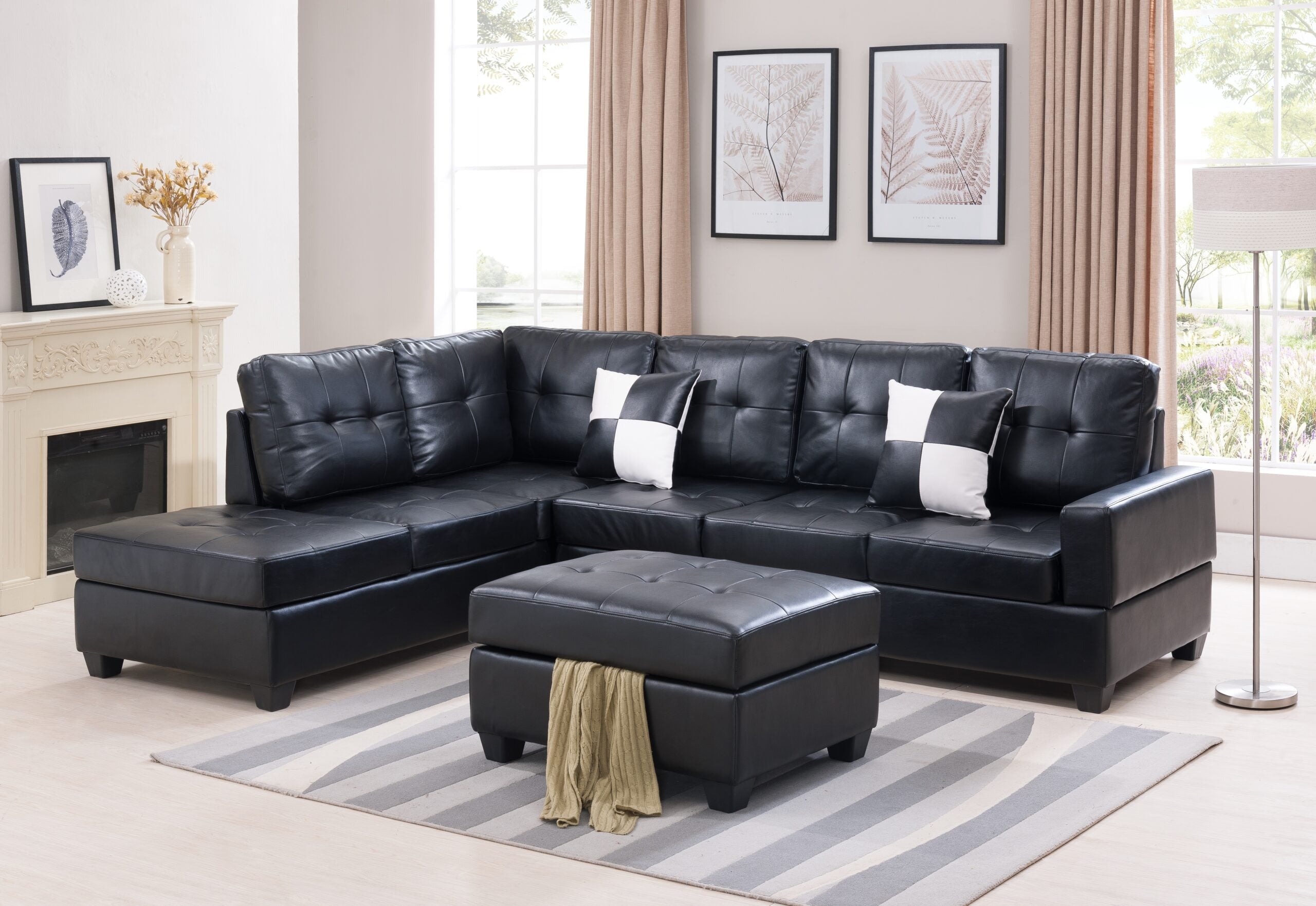 NARA Black Sectional - Royal Living Furniture