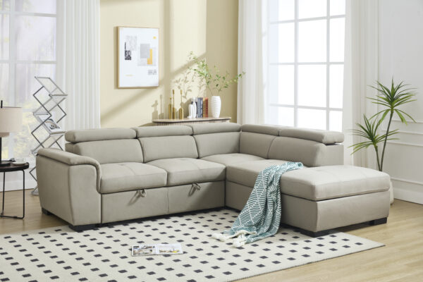 Sectional Sofa with Adjustable Headrest and Storage Ottoman - 8806 - Royal Living Furniture