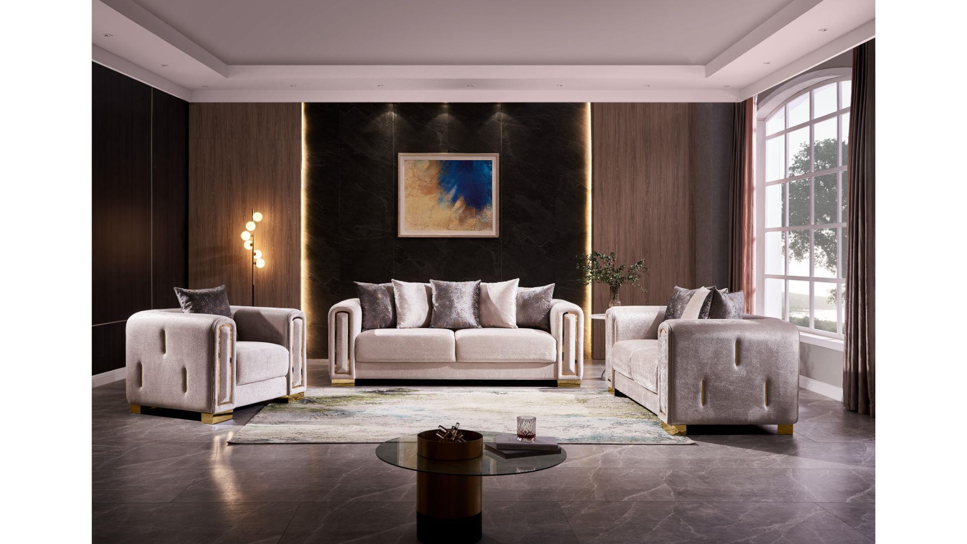 Impreza Luxury Velvet Sofa Set - Royal Living Furniture
