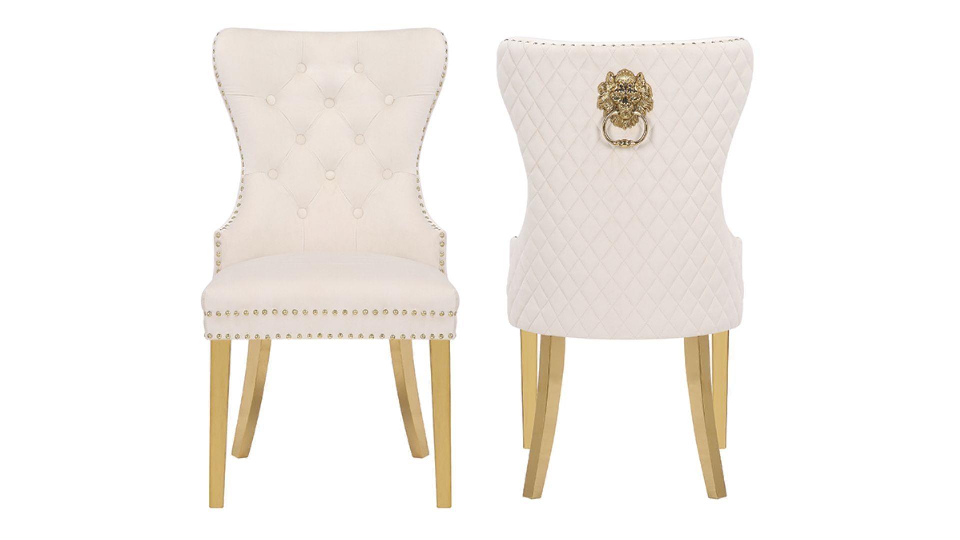 SIMBA FABRIC CHAIRS WITH GOLD LEGS - Royal Living Furniture