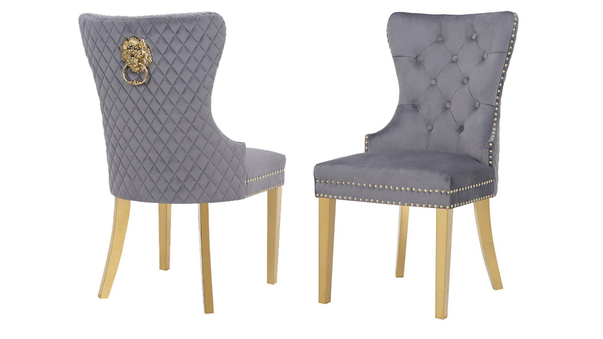 SIMBA FABRIC CHAIRS WITH GOLD LEGS - Royal Living Furniture