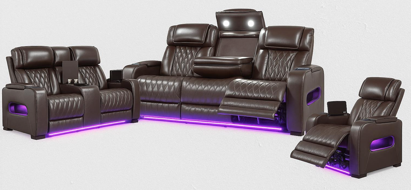 Brown Power Reclining Sofa Set - 2427 - Royal Living Furniture