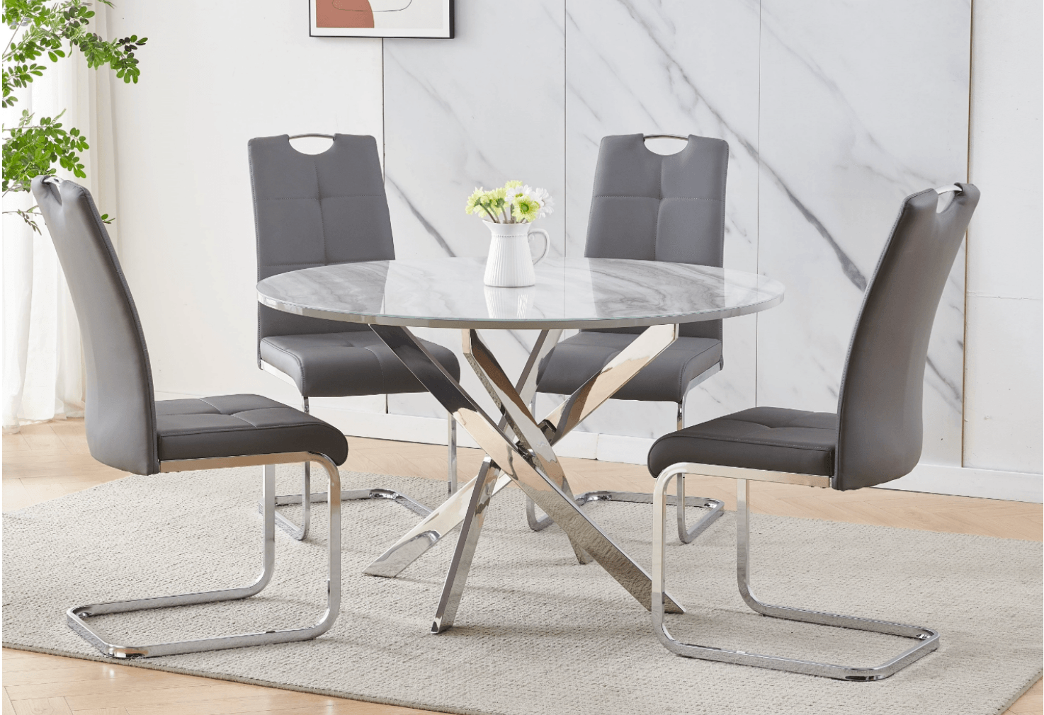 Granite Round Dining Table Set - Royal Living Furniture