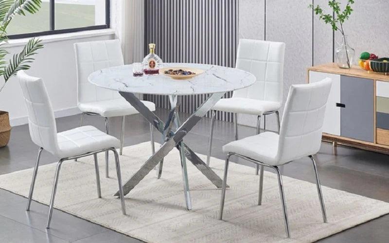 Modern 5-Piece Marble Look Dining Set - T1445 - Royal Living Furniture