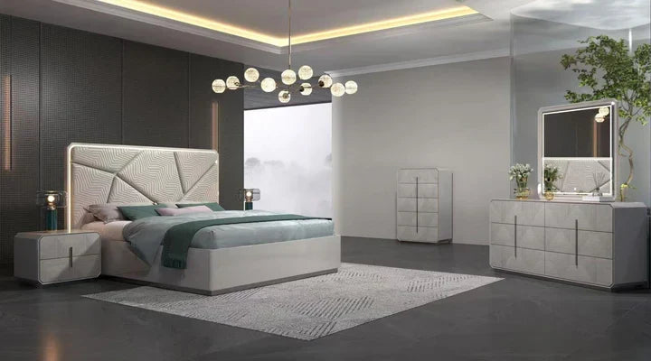 Rolexx Grey king Bed Room Set - (5009) - Royal Living Furniture