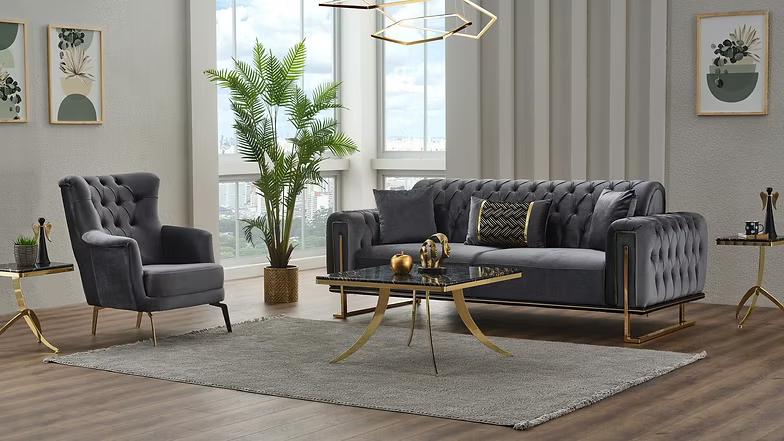 Mondo Tufted Sof Set - Royal Living Furniture