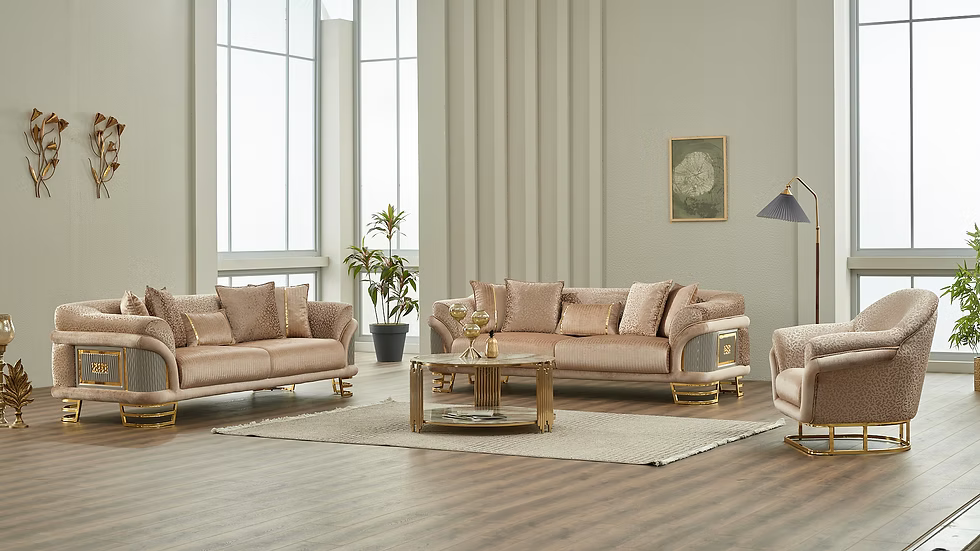 Versace Luxury Beige Sofa Set - Royal Living Furniture