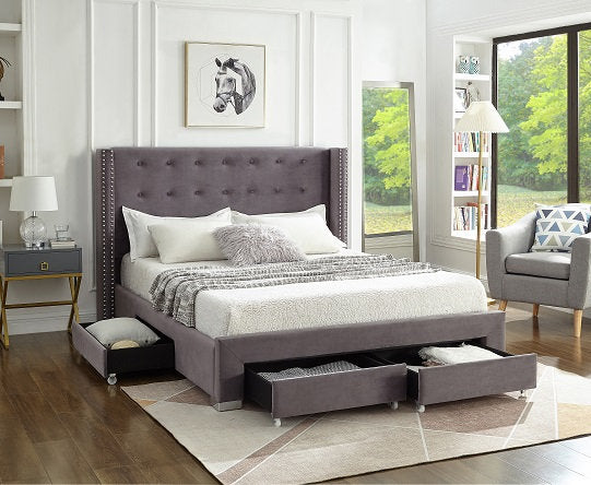 Refined Storage Bed Grey-IF 5320 - Royal Living Furniture