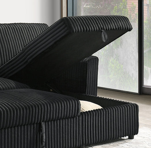 Sofabed Sectional W/Reversible Chaise Black Fabric - IF 9024 - Royal Living Furniture