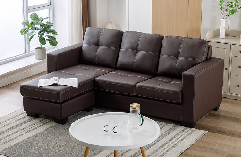 Sectional W/Reversible Chaise Black PU - IF 9355 - Royal Living Furniture