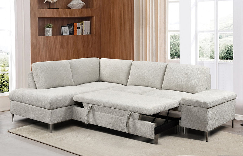 LHF Sofabed Sectional Grey Boucle Fabric - IF 9023 - Royal Living Furniture