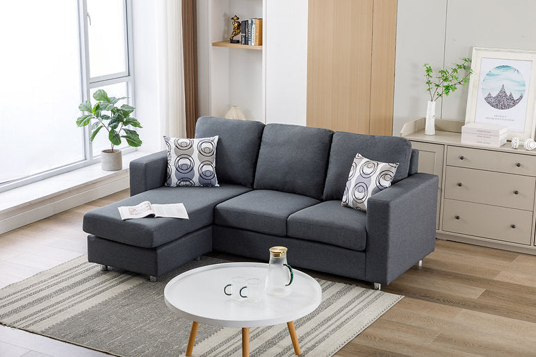 Sectional W/Reversible Chaise Grey Fabric - IF 9325 - Royal Living Furniture
