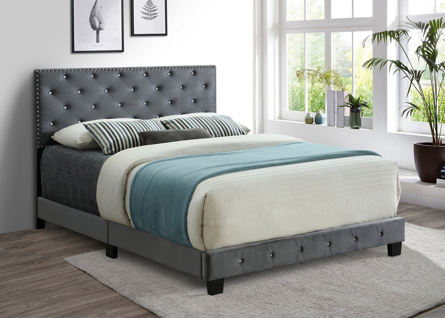 Bed Grey-IF 5650 - Royal Living Furniture