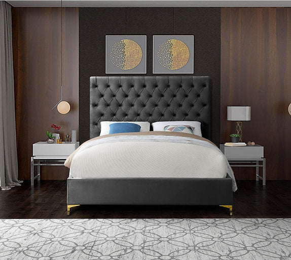 Bed Grey-IF 5640 Chrome or Gold Legs - Royal Living Furniture