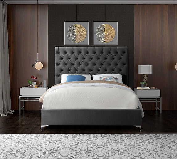 Bed Grey-IF 5640 Chrome or Gold Legs - Royal Living Furniture