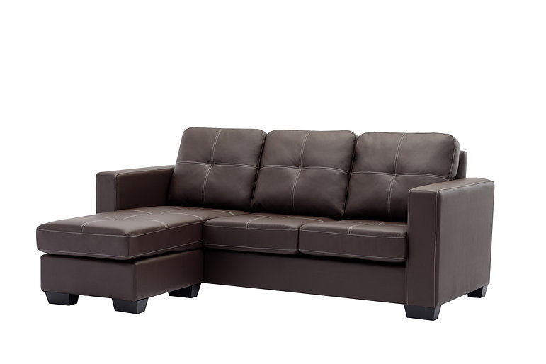 Sectional W/Reversible Chaise Black PU - IF 9355 - Royal Living Furniture