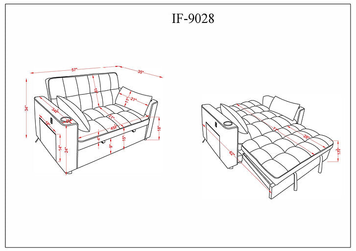 Sofabed Grey Fabric - IF 9028 - Royal Living Furniture