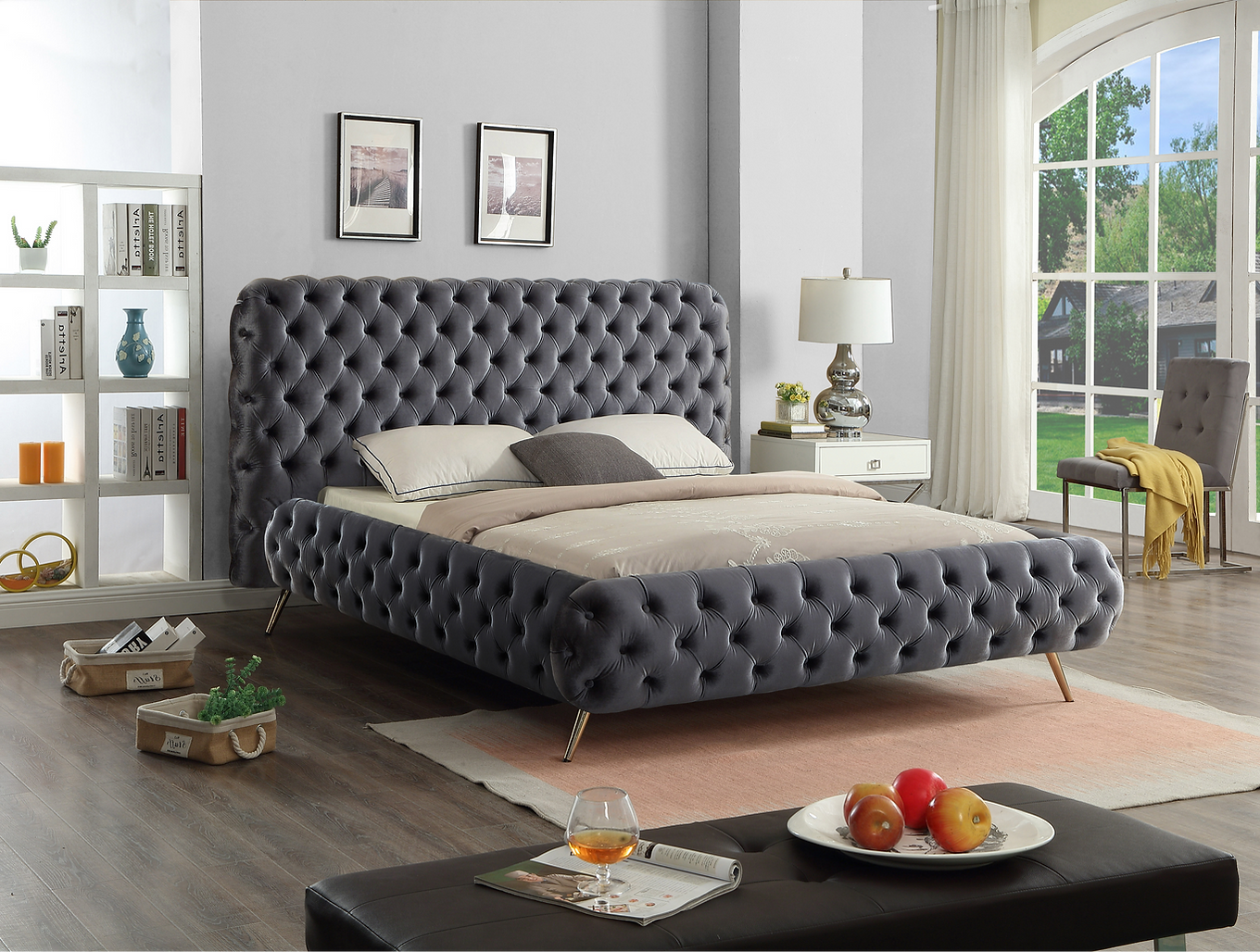 Bed Grey-IF 5865 - Royal Living Furniture