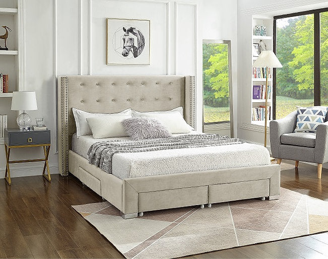 Bed Creme-IF 5322 - Royal Living Furniture