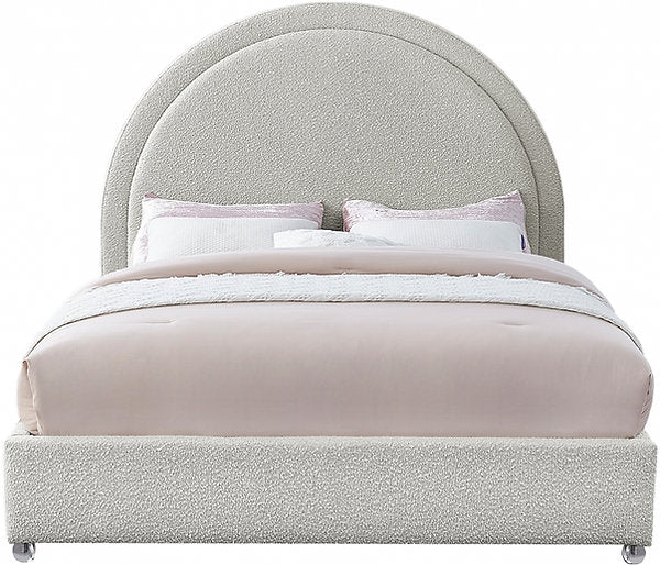 Rich Cream Bouclé Fabric Bed-IF 5205 - Royal Living Furniture
