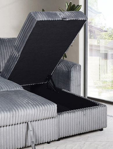 Sofabed Sectional W/Reversible Chaise Grey Fabric - IF 9025 - Royal Living Furniture