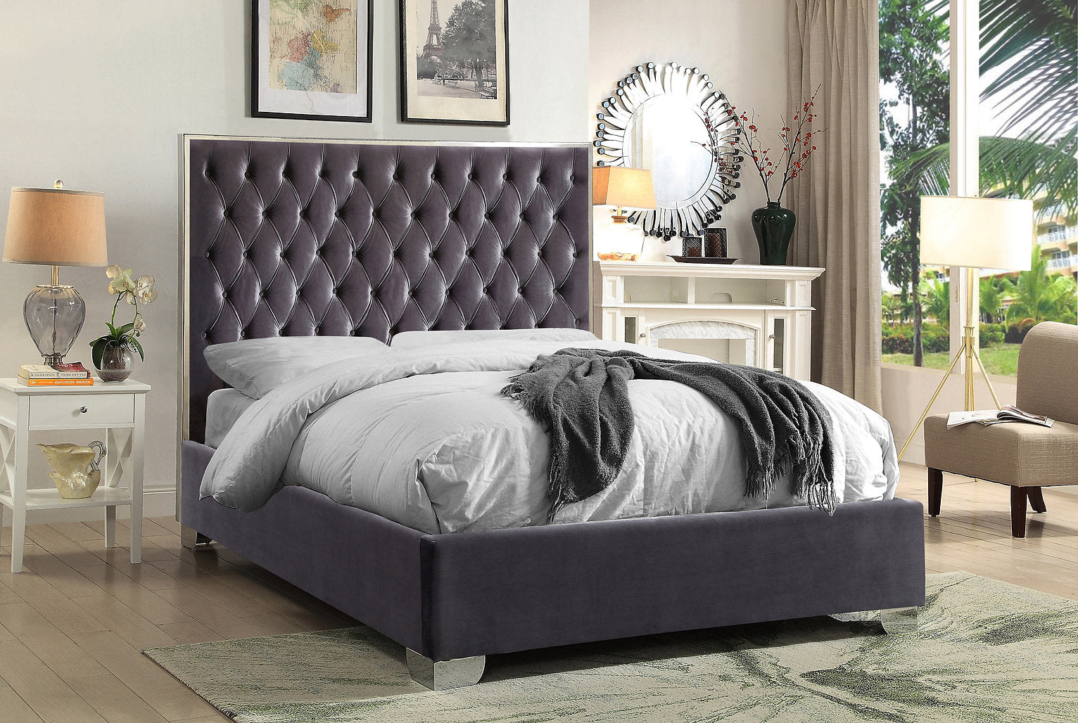 Bed Grey-IF 5540 - Royal Living Furniture