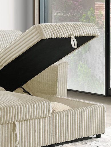 Sofabed Sectional W/Reversible Chaise Creme Fabric - IF 9026 - Royal Living Furniture