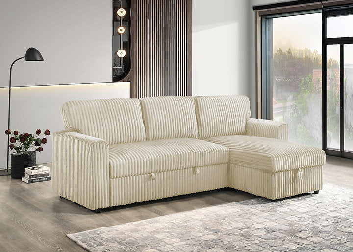 Sofabed Sectional W/Reversible Chaise Creme Fabric - IF 9026 - Royal Living Furniture