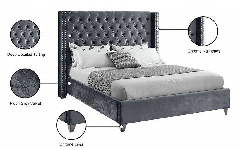 Bed Grey-IF 5890 - Royal Living Furniture