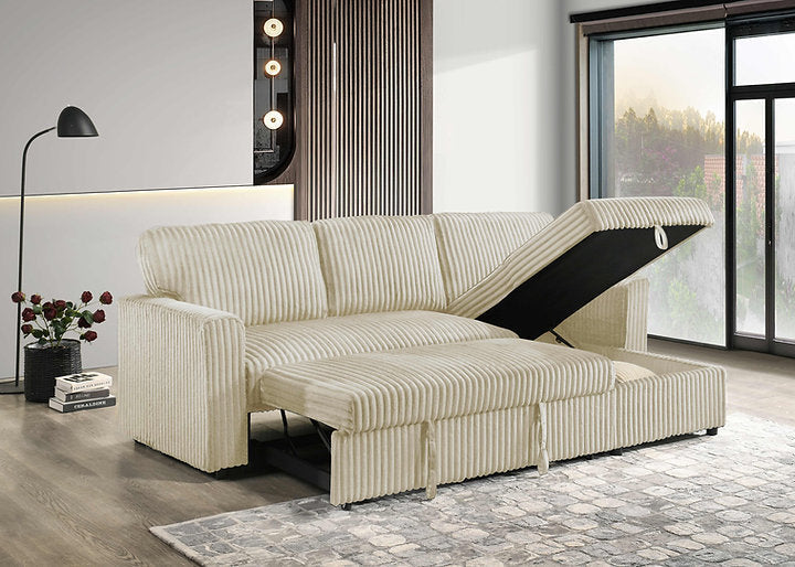 Sofabed Sectional W/Reversible Chaise Creme Fabric - IF 9026 - Royal Living Furniture