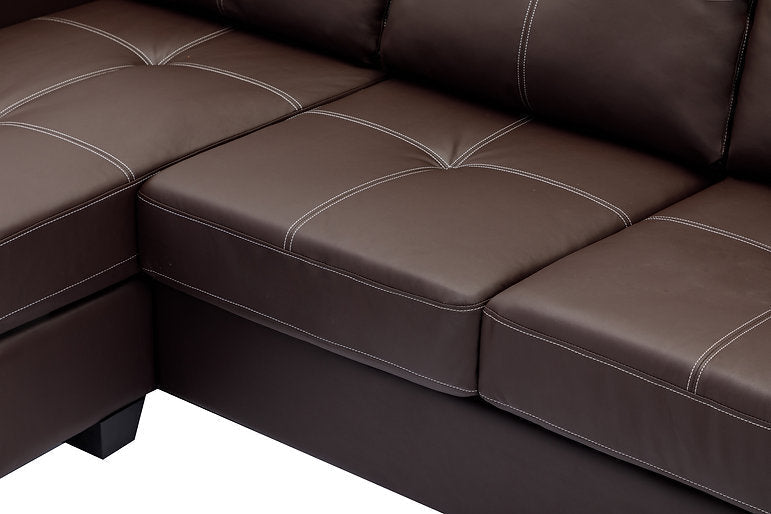 Sectional W/Reversible Chaise Black PU - IF 9355 - Royal Living Furniture
