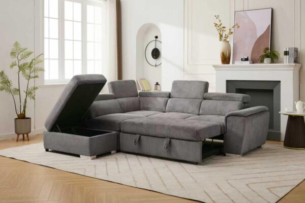 Sectional with Storage and Adjustable Headrest - 8806 - Royal Living Furniture