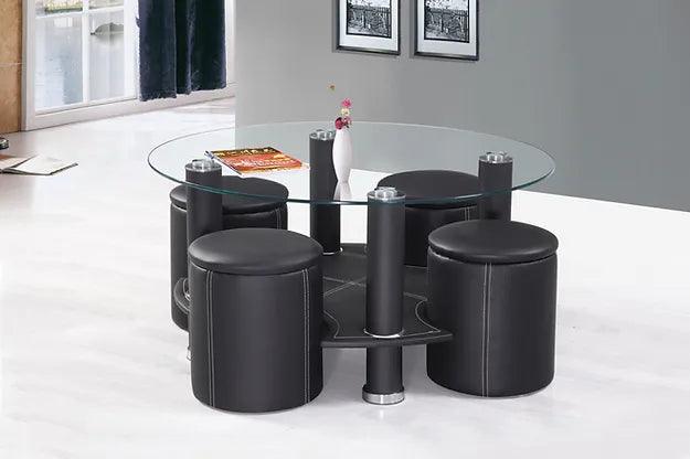 Round Coffee Table + 4 Stools Set - IF-2057 - Royal Living Furniture