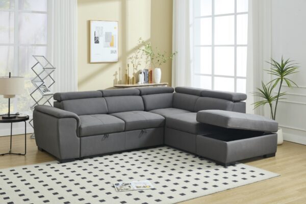 Sectional Sofa with Adjustable Headrest and Storage Ottoman - 8806 - Royal Living Furniture