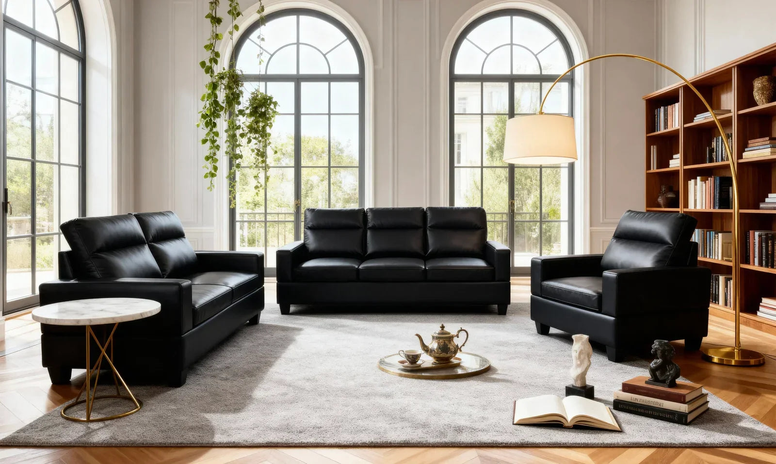 Sofa Set Black - 1106 - Royal Living Furniture