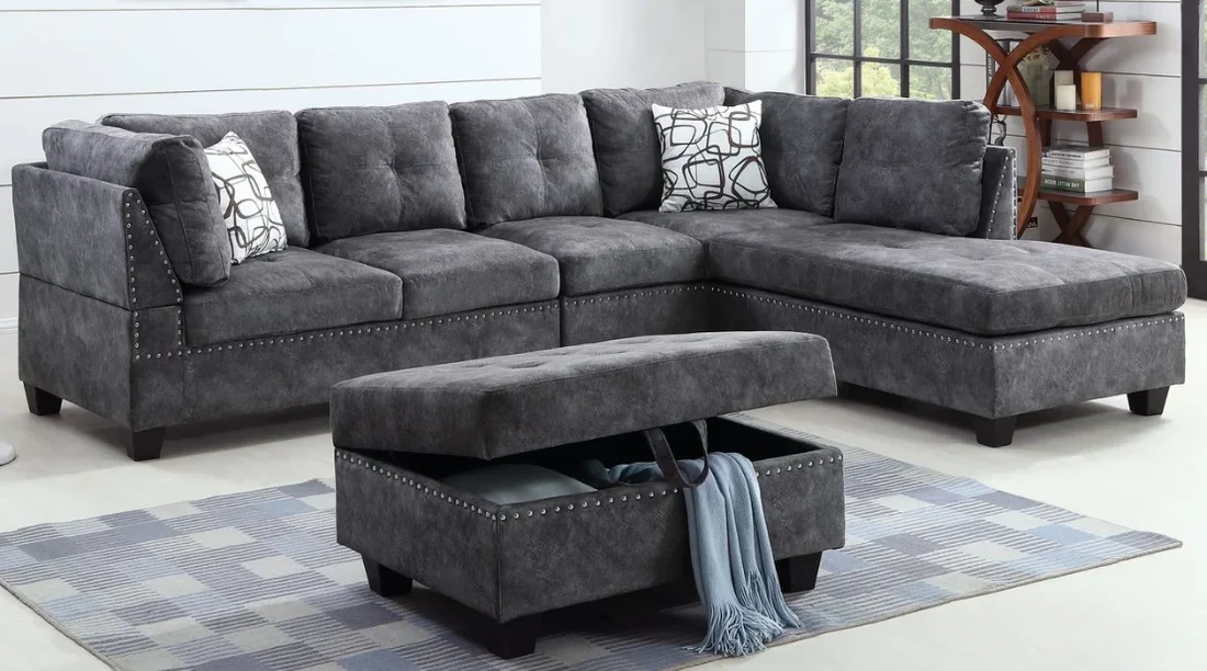 Reversible Suede Sectional Sofa - 7272 - Royal Living Furniture