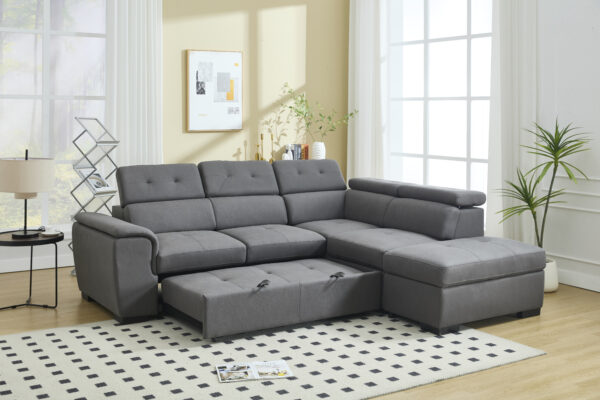 Sectional Sofa with Adjustable Headrest and Storage Ottoman - 8806 - Royal Living Furniture