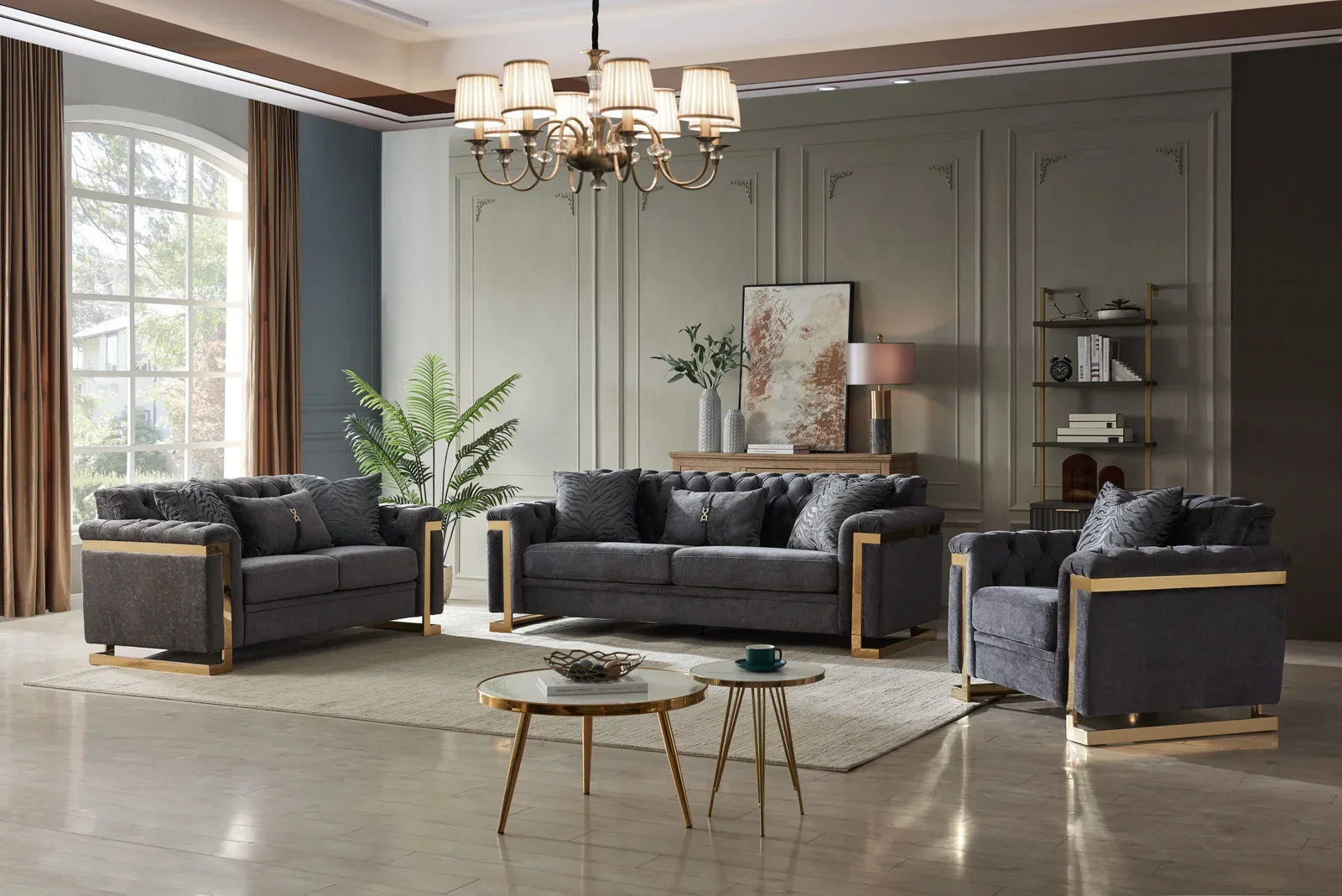 Sofa Set Grey - 313 - Royal Living Furniture
