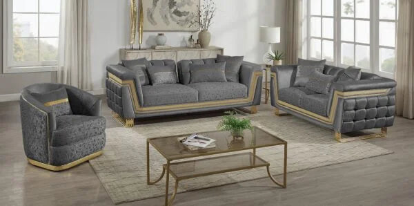 Sofa Set Grey - 387 - Royal Living Furniture