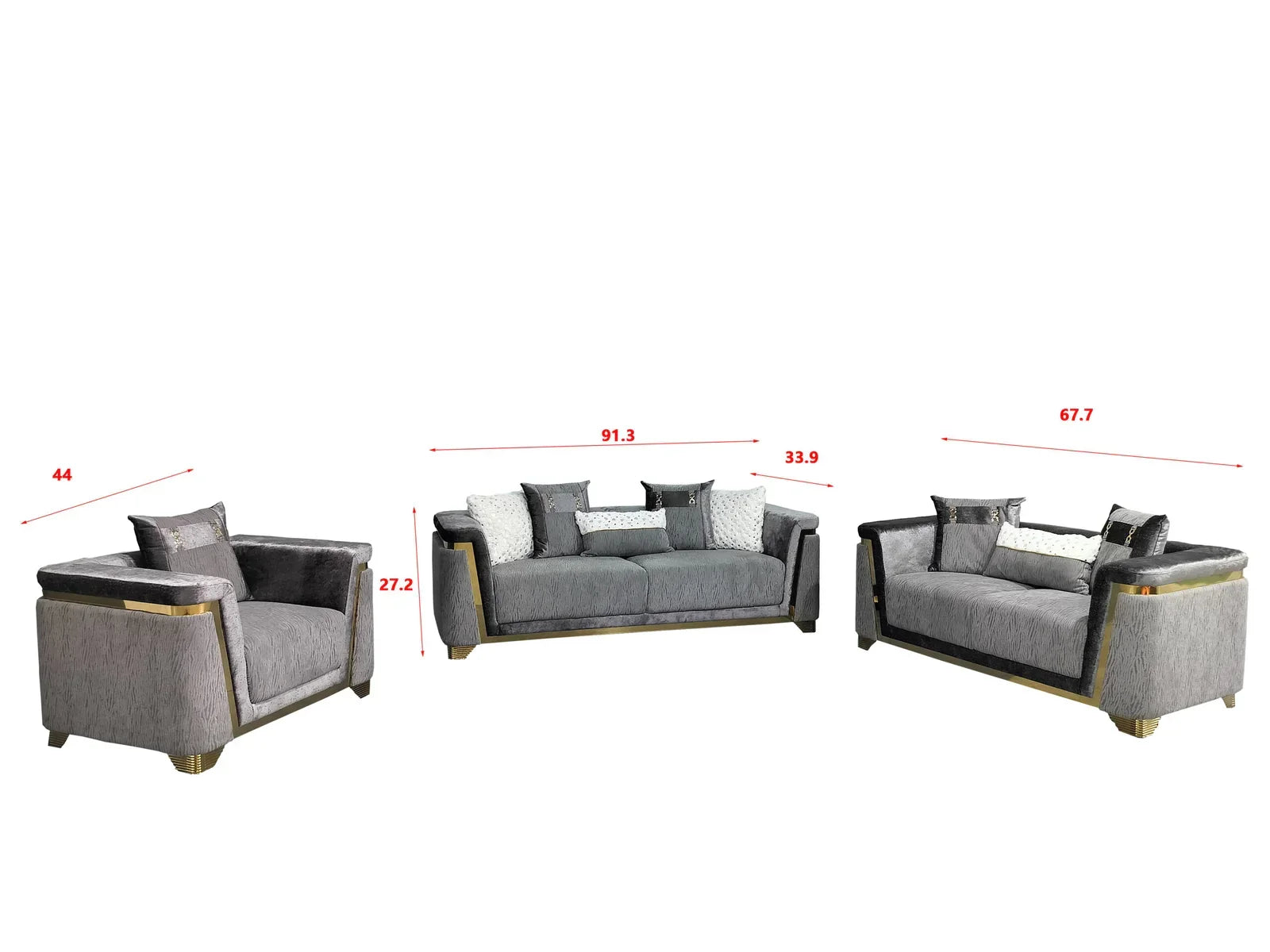 Sofa Set Grey - 436 - Royal Living Furniture