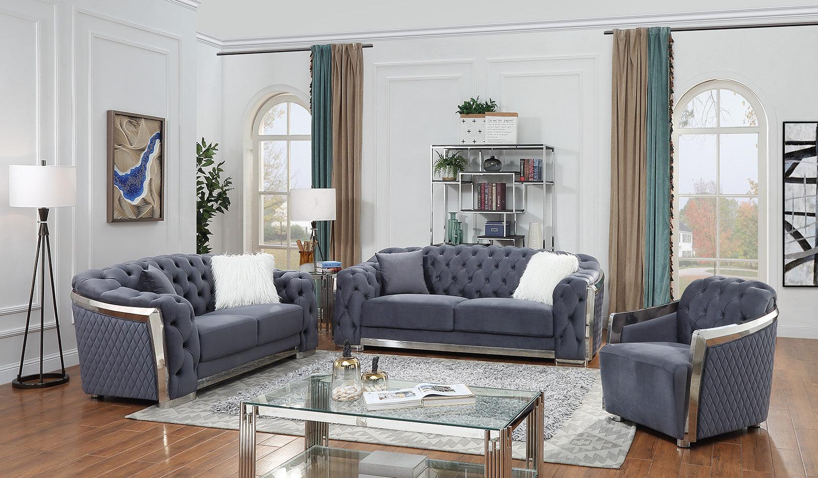 Franco Velvet Tufted Sofa Set - GL 6317 - Royal Living Furniture