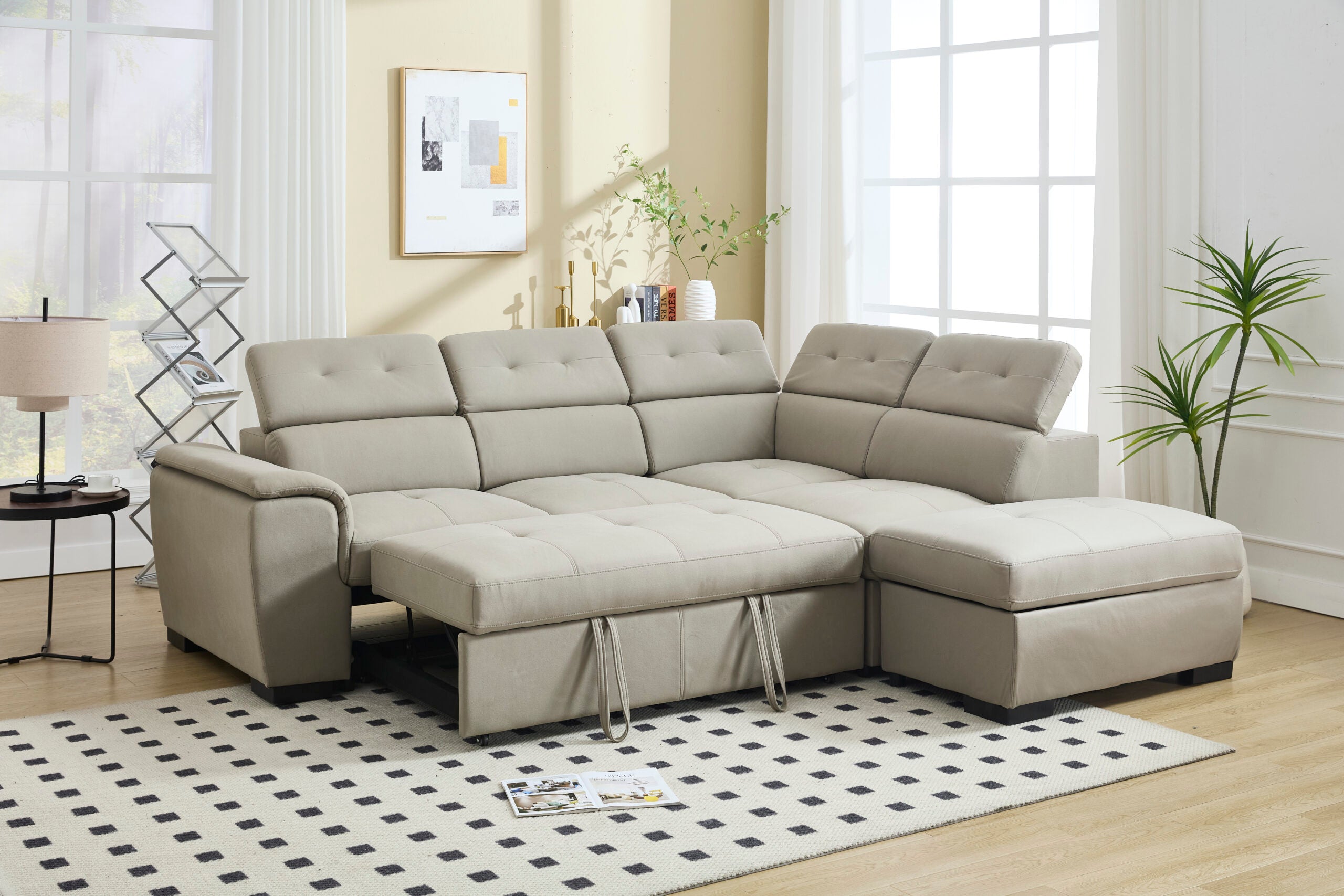 Sectional Sofa with Adjustable Headrest and Storage Ottoman - 8806 - Royal Living Furniture