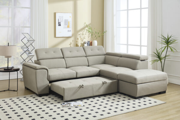 Sectional Sofa with Adjustable Headrest and Storage Ottoman - 8806 - Royal Living Furniture