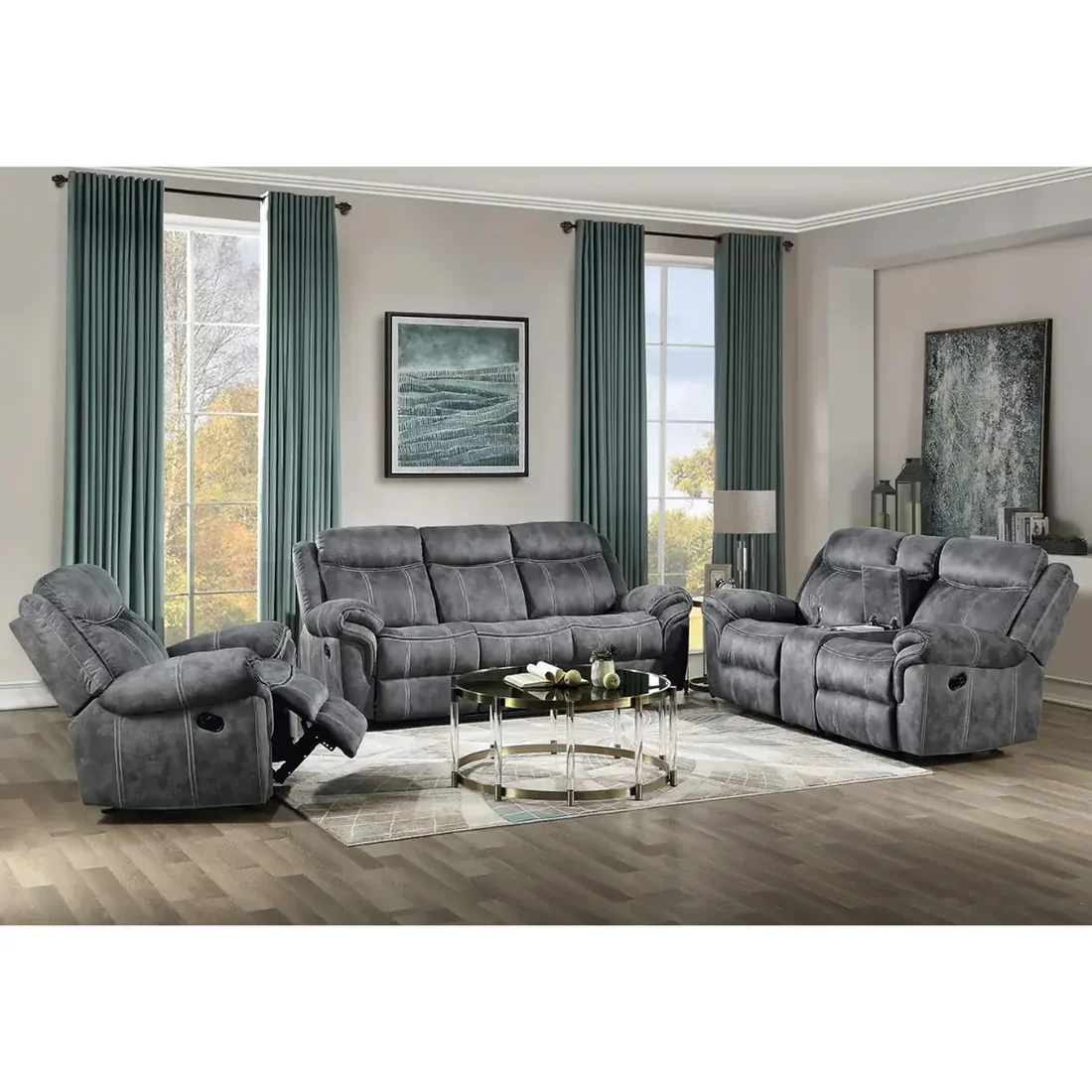 Manual Recliner Sofa Set - 0028 - Royal Living Furniture