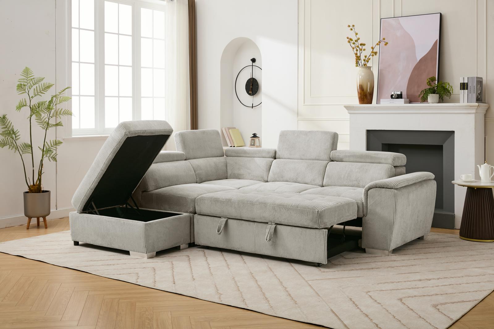 Sectional with Storage and Adjustable Headrest - 8806 - Royal Living Furniture