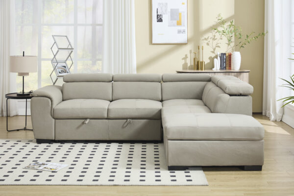 Sectional Sofa with Adjustable Headrest and Storage Ottoman - 8806 - Royal Living Furniture