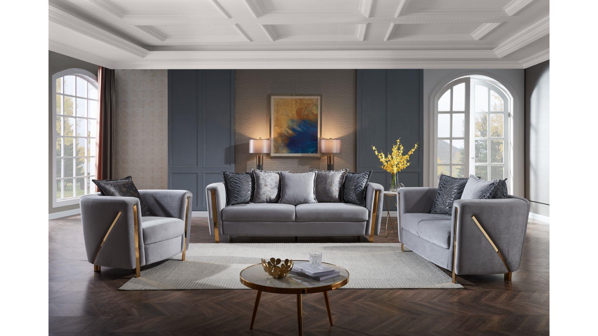 CHANELLE - Velvet Luxury Sofa Set - Royal Living Furniture