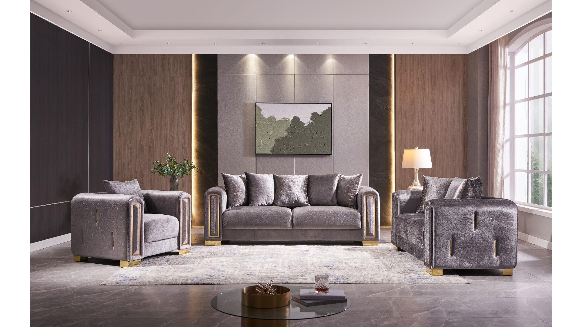 Impreza Luxury Velvet Sofa Set - Royal Living Furniture