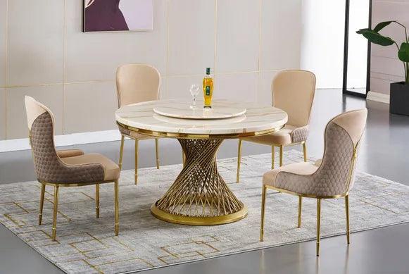 Remi - Marble Top Round Dining Table Set - Royal Living Furniture
