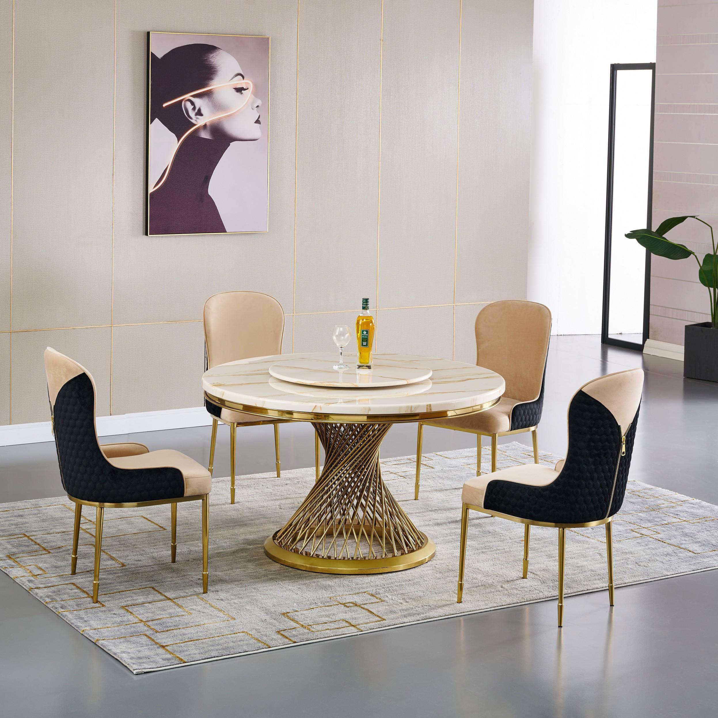 Remi - Marble Top Round Dining Table - Royal Living Furniture